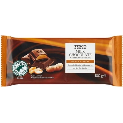 Tesco Mliečna čokoláda s arašidovou náplňou 100 g