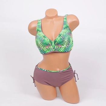 Image 1 of Светлокафяв макси бански с екзотични листа