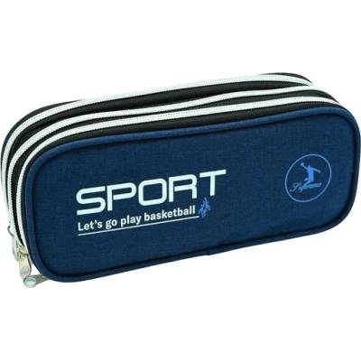 Ученически несесер sport с 3 ципа - тъмносин c191