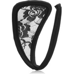 STD Invisible Strapless C-String Transparent Floral Lace Black