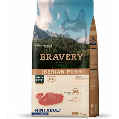 Bravery Iberian Pork Small & Mini Breeds Adult Dog - за израснали кучета от дребни и мини породи с иберийско свинско 7 kg