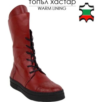 Image 1 of Български обувки Дамски кецове от естествена кожа в червено 20589