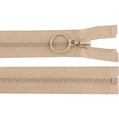 Prima-obchod Kostěný zip No 3 délka 70 cm s kroužkem, barva 308 hnědá přírodní