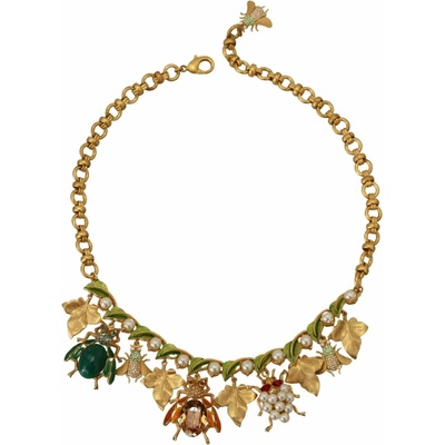 Dolce & Gabbana Retiazkový viacfarebný náhrdelník s krištáľmi v zlatej farbe SMY101068