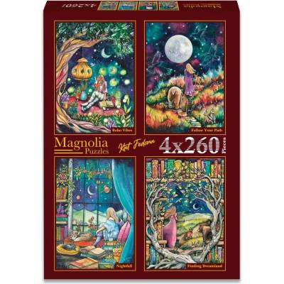 Magnolia - Puzzle 4x260 Kat Fedora: Bobo Vibes - Follow Your Path - Nightfall - Finding Dreamland - 260 piese