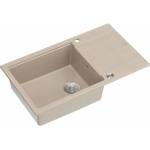 Quadron Вградена композитна мивка Quadron Unique Evan 136 XL бежова - неръждаема стомана 86x50 см (HCQE58650U2_BS_P2O) Мивка за вграждане