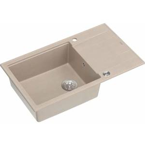 Quadron Вградена композитна мивка Quadron Unique Evan 136 XL бежова - неръждаема стомана 86x50 см (HCQE58650U2_BS_P2O) Мивка за вграждане