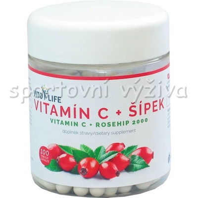 VitoLife Vitamín C + šípek 100 kapsúl