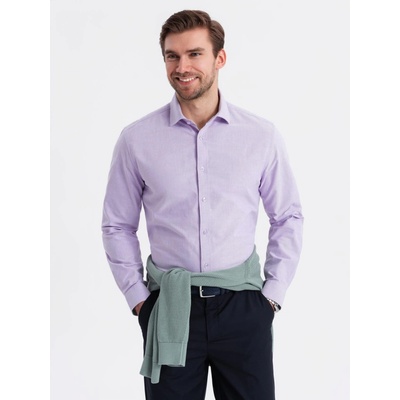 Ombre Clothing pánska košeľa s dlhým rukávom Sailo levanduľa