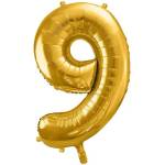 Party Deco Фолиев Балон Цифра, Злато - 86см - 9 (fb1m-9-019)