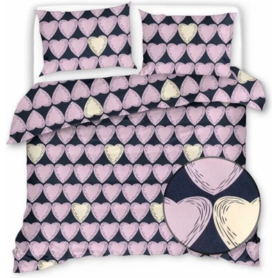 TEXTILOMANIE Obliečky z mikrovlákna VIOLET HEARTS svetlo fialové 2 ks 70x80 160x200