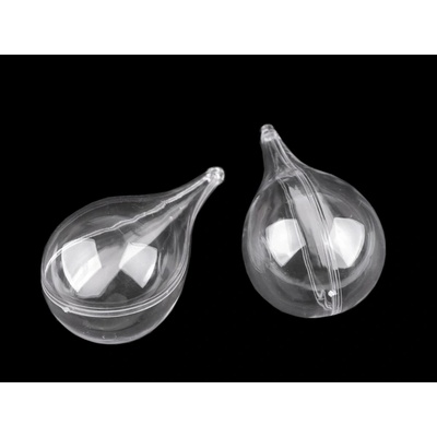 Plastová krabička dvoudílná - zvonek, stromeček, kapka, hvězda - transparent baňka (2 ks)