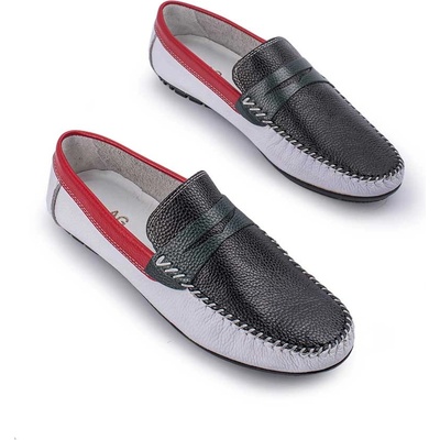 Alexander garcia Мъжки мокасини от естествена кожа - Бели с Черен 20230321134 (381632_Бяло)