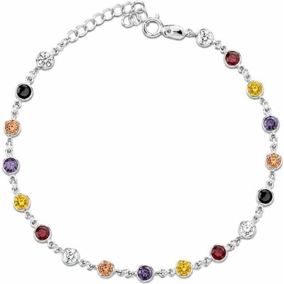Šperky Nina – Stříbrný náramek Letní duha s barevnými zirkony (18 – 21 cm) 925/1000 nar 526