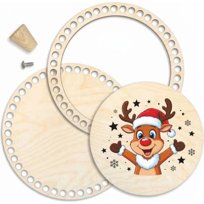 Woody Crafts Sada na košík 25 cm s prstencem a víkem - Vánoční sob