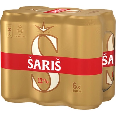 Šariš pivo 12° 6 x 0,5 l (plech)