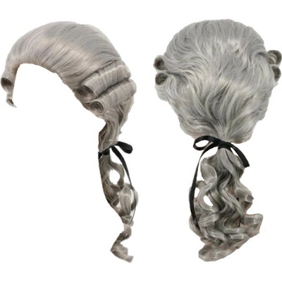 PARUKA VLASY WIG SIVÉ ŠEDÉ DLHÉ KNIEŽA ARISTOKRATA ROZHODCA BAROK COSPLAY