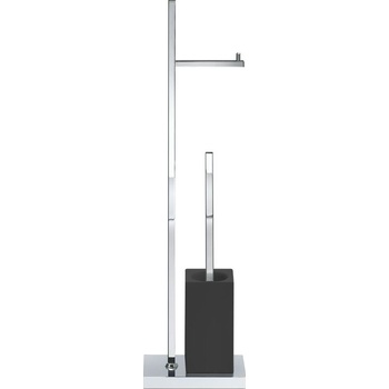 DECOR WALTHER Поставка за тоалетна хартия и тоалетна четка Porzellan с квадратна основа черен хром (0838562)