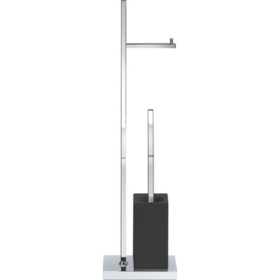 DECOR WALTHER Поставка за тоалетна хартия и тоалетна четка Porzellan с квадратна основа черен хром (0838562)