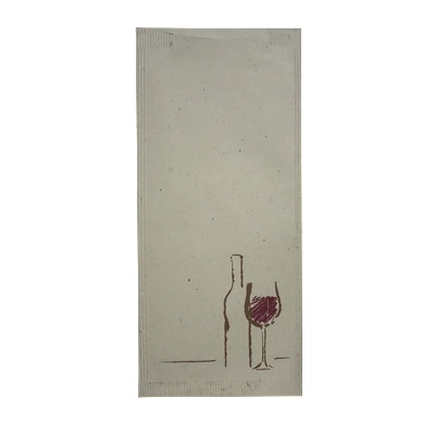 Horecano Хартиен джоб за прибори със салфетка 11x25cm с декор "Вино" КРЕМ (BVSB VN)-ПАКЕТ 125бр (012415)