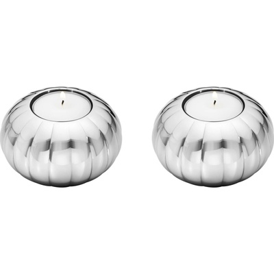 Georg Jensen Nerezový svícen Bernadotte Mirror – set 2 ks, stříbrná barva, kov