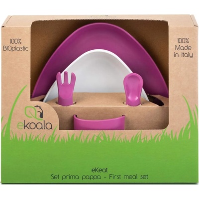 eKoala Еко комплект за хранене еKoala - Бяло и лилаво, 5 части (eK1004)