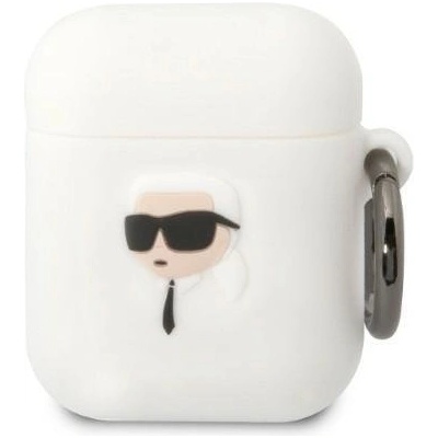 Karl Lagerfeld Кейс Karl Lagerfeld KLA2RUNIKH AirPods 1/2, бял / бял, Silicone Karl Head 3D (KF001462-0)
