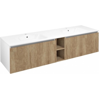 Sapho LOREA skříňka 180x46x51,5cm (80+20+80cm), dub alabama/bílá mat LE080-2231-06