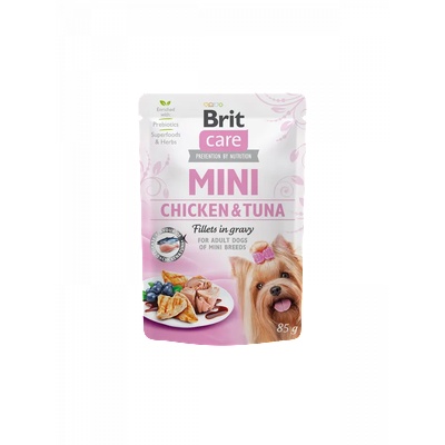 Brit Care Mini Chicken & Tuna fillets in gravy-филенца от пиле и риба тон в сос грейви, 85gr