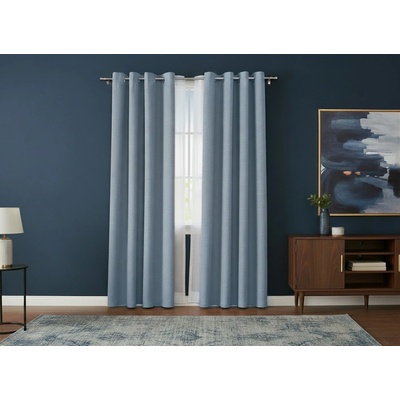 Dekorační zatemňující závěs SUPER BLACKOUT s kroužky modrá color 019 (cena za 1 kus) 140x250 cm 100% stínění Mybesthome