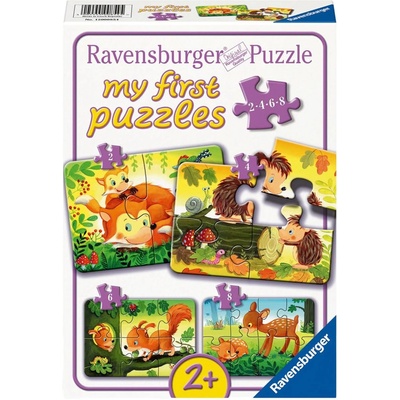Ravensburger Пъзел Ravensburger от 8 части 4 в 1 - Моят първи пъзел: Забавление с горски животни (12000854)