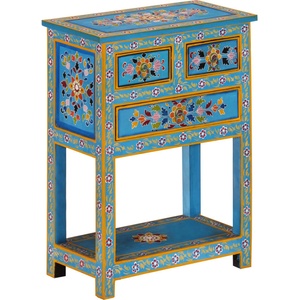 vidaXL Страничен шкаф, тюркоаз, 55x30x76 см, мангово дърво масив (355011)