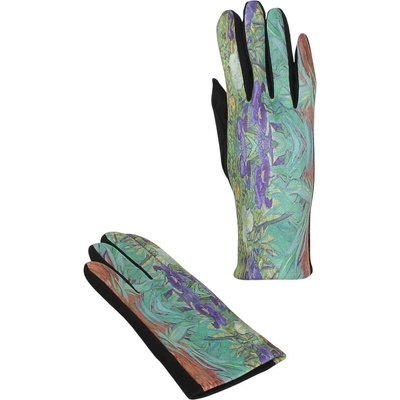 Модни дамски ръкавици с цветен принт на ириси