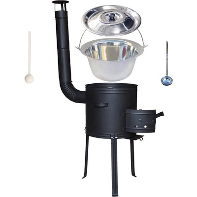 Perfect Home kotlík na guláš nerez 13 l INOX kovová kotlina s vysokými nožičkami žáruvzdorná barva 36 cm Plus 700 poklice nerez 41 cm INOX naběračka 350 ml a vařečka 50 c – Hledejceny.cz