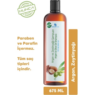 Hunca Care Шампоан Hunca Care с арган и зехтин, против косопад, подхранващ и възстановяващ, 675 мл (8684254000089)