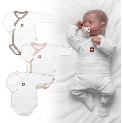 Rastúca výhodná sada 3x Body pre bábätko Nature béžová taupe biela