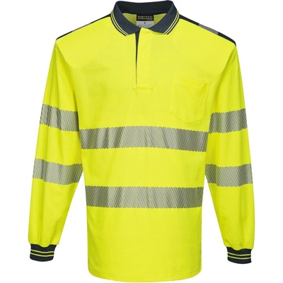 Portwest HI-VIS PW3 T184 Reflexná polokošeľa dl. rukáv HV žltá/námorná modrá 5XL