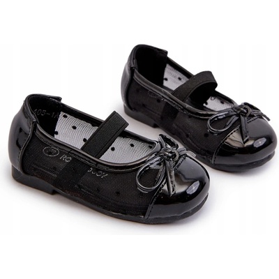 Detské balerínky s mašličkou eko kožené čierne