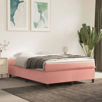 vidaXL Боксспринг легло с матрак, розово, 140x200 см, кадифе (3144686)