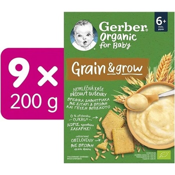 GERBER Organic nemliečna kaša s príchuťou sušienky 9 x 200 g