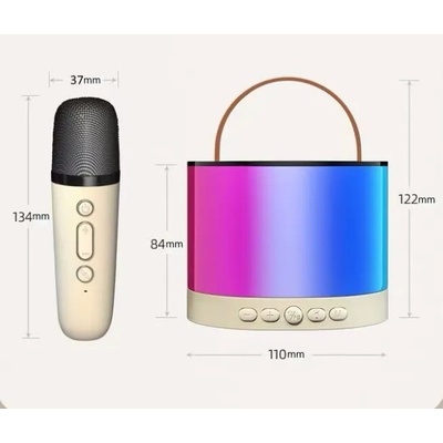 Karaoke sada s bezdrátovým mikrofonem a podsvíceným Bluetooth reproduktorem