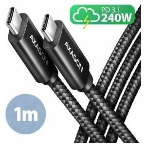 AXAGON BUCM2-CM10AB USB-C cable - USB-C, 1.0m 5A charging, ALU, 240W PD, braid, USB2.0