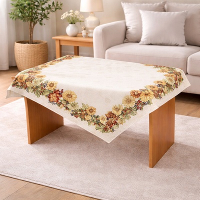 Evenit Gobelínový obrus 060C jesenný motív so šípkami slnečnicou viacfarebná Bavlna/polyester 100x100 cm