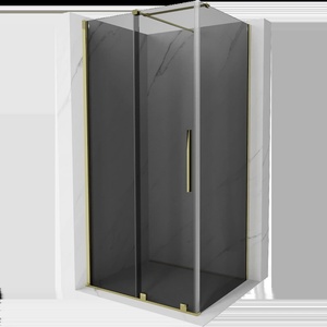 Mexen Velar плъзгаща се душ кабина 90 x 75 см, графит, злато - 871-090-075-41-50 (871-090-075-41-50)