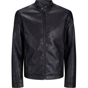 Jack and Jones Мъжко яке Jack and Jones Jack Dylan PU Jacket Plus Size Mens - Black