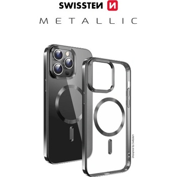 Pouzdro Swissten Clear Jelly MagStick Metallic PRO iPhone 14 PRO MAX černé;