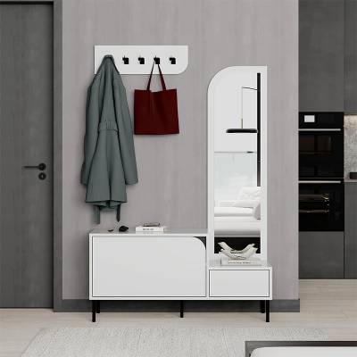 TopMebel Меламинов шкаф за обувки Мила с закачалка в бял цвят 120x37x171, 6см