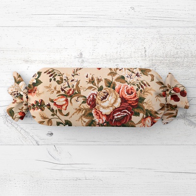 Biante Vankúš valec bonbon Sandra SA-607 Červené ruže na béžovom 15x40