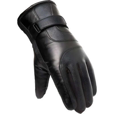 HARAHU Мъжки затоплени ръкавици от pu кожа за сензорни екрани - черна kp35384 (35384)