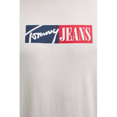 Tommy Jeans Памучна тениска Tommy Jeans в бежово с принт DM0DM20365 (DM0DM20365)